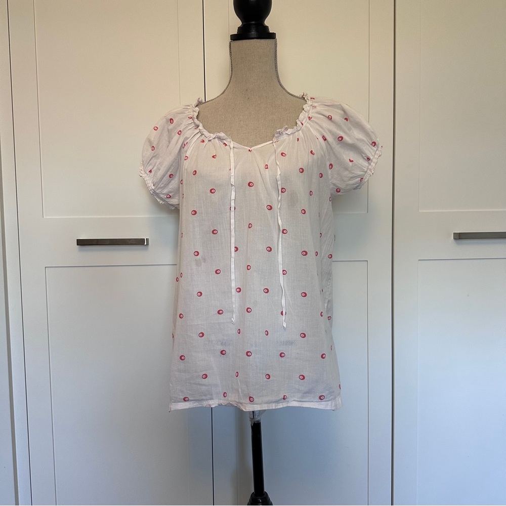 Ladies GAP White Blouse with Red Dots